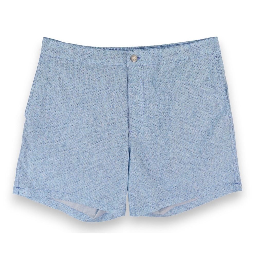 Peter Millar Swim Trunks Mens L Blue Crown Crafted Geometric Wave 6" Inseam